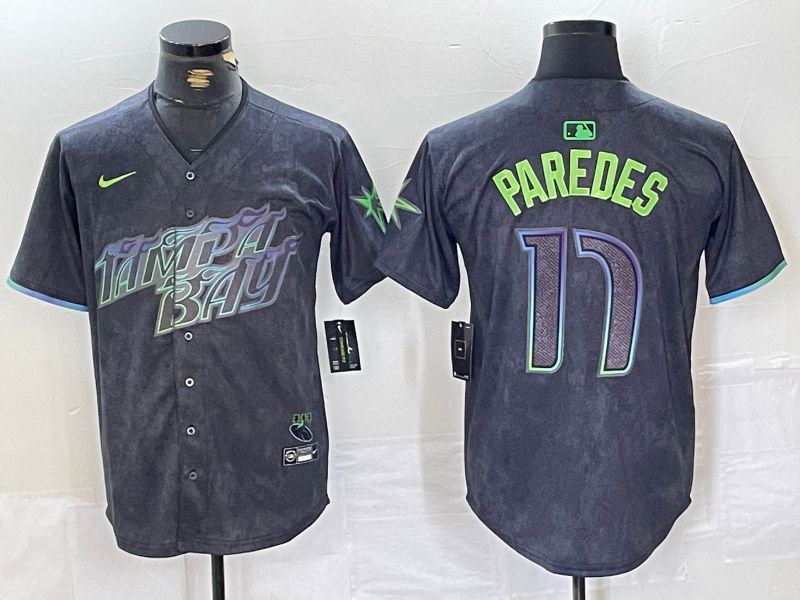 Men Tampa Bay Rays 17 Paredes Black City Edition Nike 2024 MLB Jersey style 1